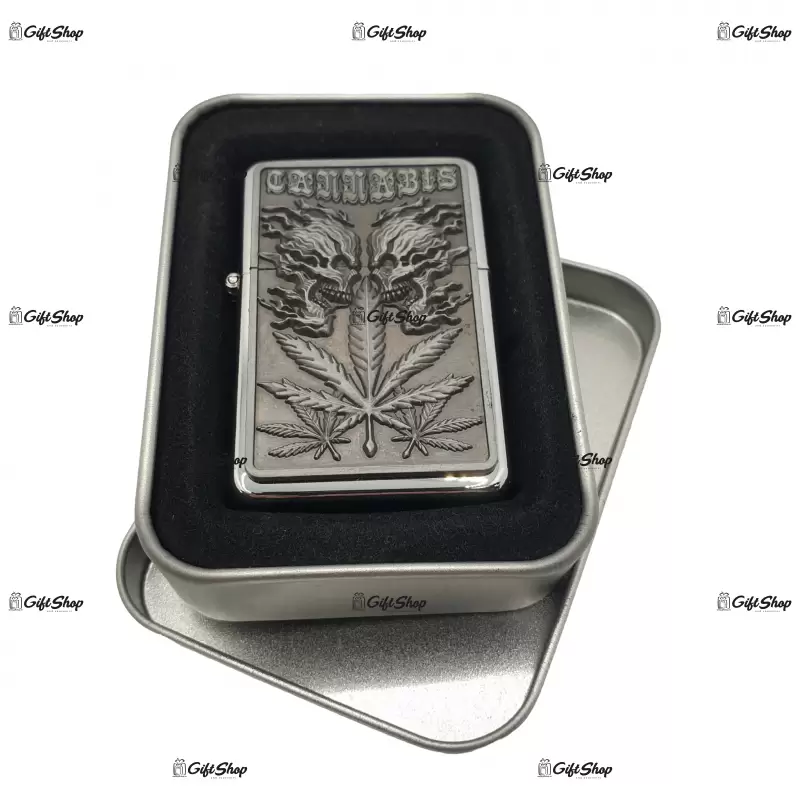 Marijuana black, bricheta gen zippo metalica model 7